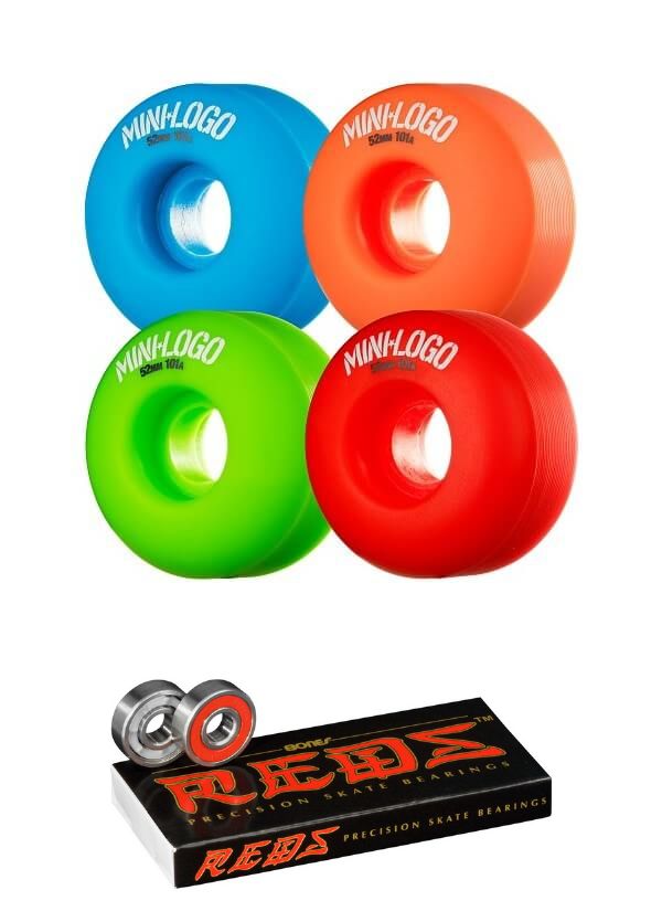 Mini Logo Skateboards C-Cut Skateboard Wheels - 52mm 101a + bearings