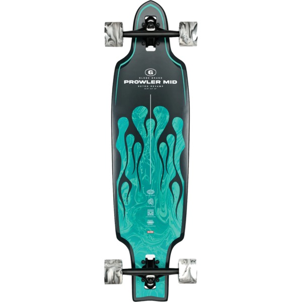 Globe Skateboards Prowler Mid Green Flames Longboard Complete Skateboard - 9" x 34.75"