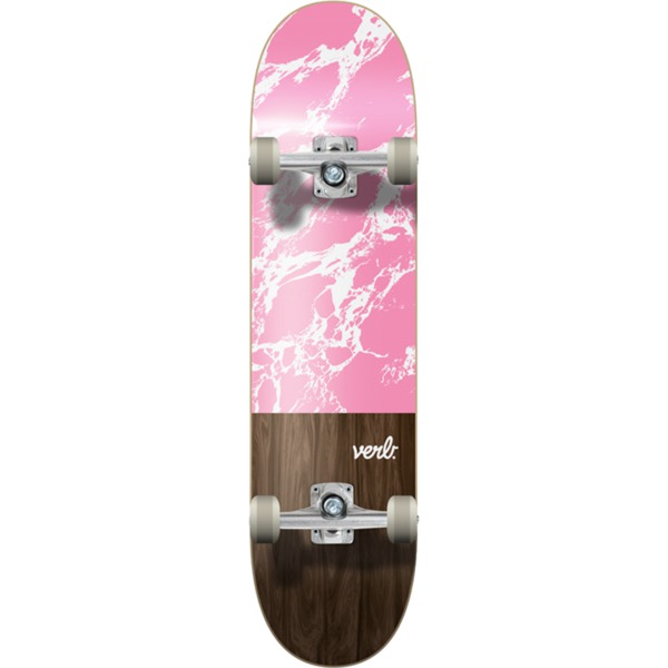 Verb Skateboards Marble Dip Pink / White Complete Skateboard - 7.75" x 31.8"