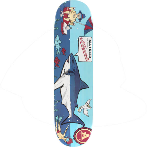 All I Need Skateboards X Gansett Beer Shark Skateboard Deck  8 x 32  Warehouse Skateboards