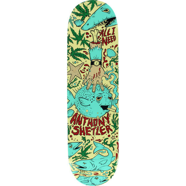 All I Need Skateboards Anthony Shetler Seaweed Skateboard Deck  8.25 x 32  Warehouse Skateboards