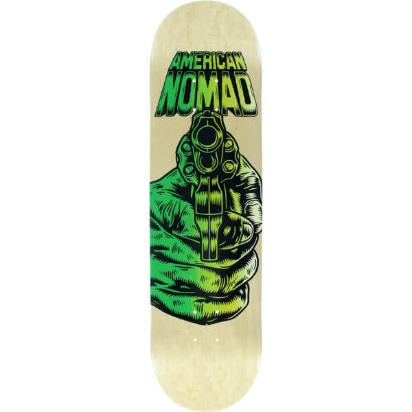 American Nomad Skateboards You\u002639;re Next Natural \/ Green \/ Yellow Skateboard Deck  8.25 x 32.5 