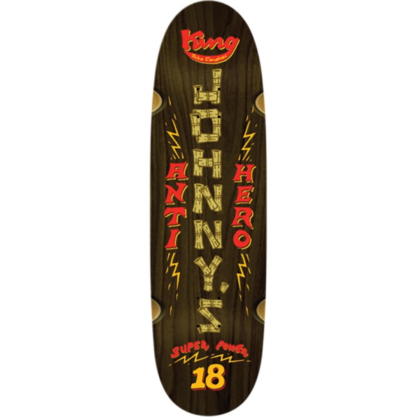 Anti Hero Skateboards John Cardiel Superpowered Brown Skateboard Deck with Wheel Wells - 9.18" x 32.62"