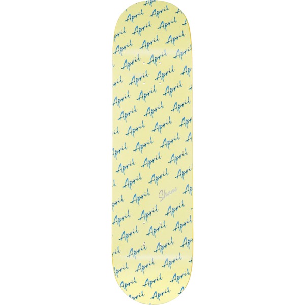 April Skateboards Shane O'Neill Script Logo Yellow Skateboard Deck - 8.12" x 31.77"