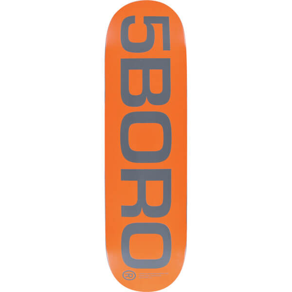 5Boro NYC Skateboards EXT Logo Orange \/ Grey Skateboard Deck  8.5 x 32  Warehouse Skateboards