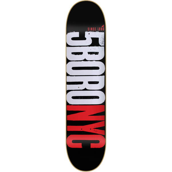 5Boro NYC Skateboards Letterpress Logo Black \/ Red Skateboard Deck  8.25 x 32  Warehouse 