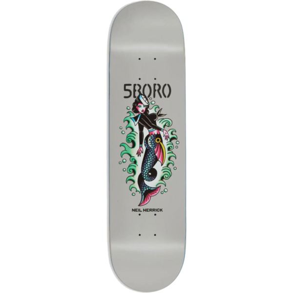 5Boro NYC Skateboards Neil Herrick Mermaid Grey Skateboard Deck - 8.5" x 32.25"