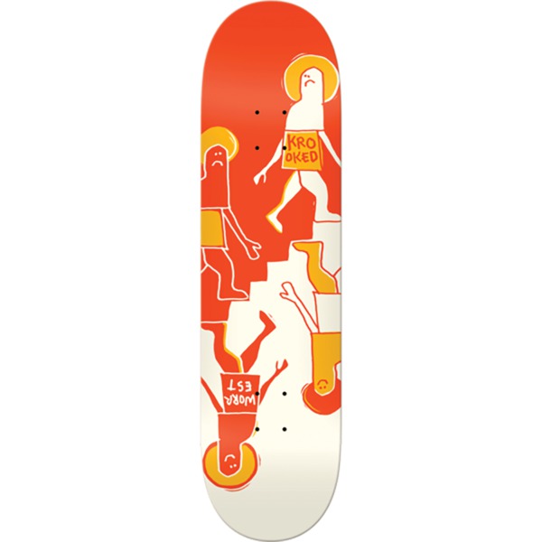 Krooked Skateboards Bobby Worrest Up Down Orange Skateboard Deck Twin Tail Slick - 8.3" x 31.9"