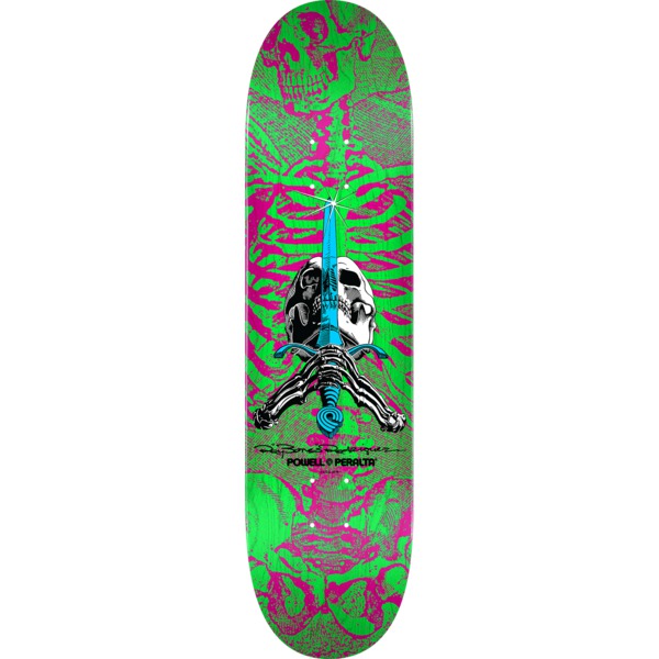 Powell Peralta Ray Rodriguez Skull & Sword Pink / Green Skateboard Deck ...