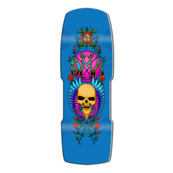 Santa Monica Airlines Wes Humpston Flying Skull Limited Blue Dip Old School Skateboard Deck - 11" x 33"