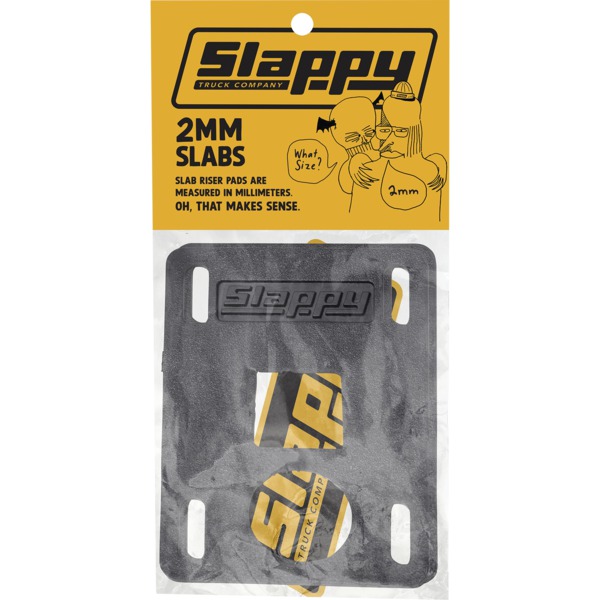 Slappy Truck Company Low Slabs Black Skateboard Hard Risers - Set of Two (2) - 2mm