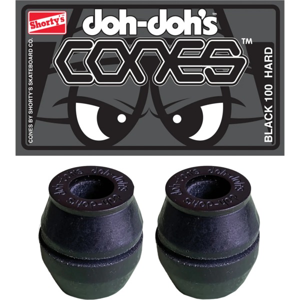 Shortys Skateboards Cones Black Skateboard Bushings - 2 Pair with Washers - 100a