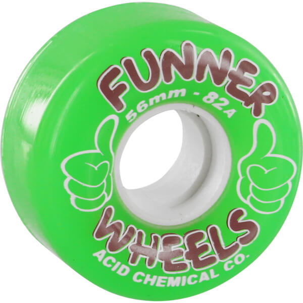 Acid Chemical Wheels Thumbs Up Green Skateboard Wheels  56mm 82a Set of 4  Warehouse Skateboards