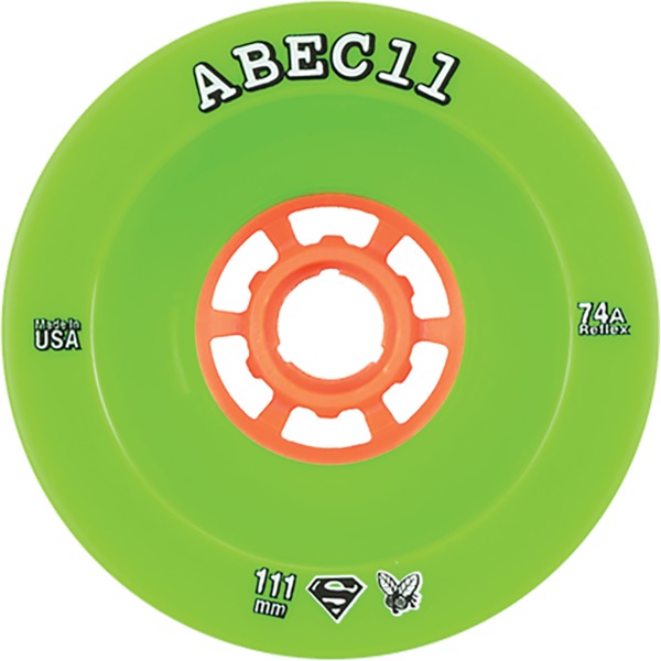 ABEC 11 Superfly Lime / Orange Skateboard Wheels - 111mm 74a (Set of 4)