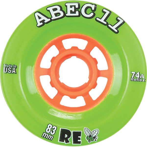 ABEC 11 Flywheels Refly Lime / Orange Skateboard Wheels - 83mm 74a (Set of 4)