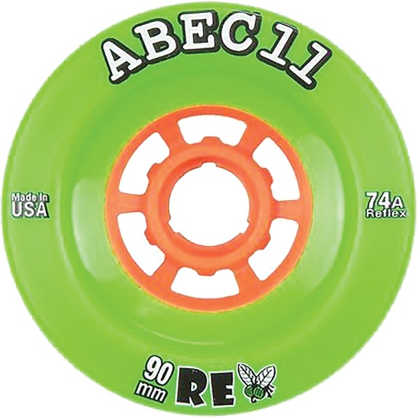 ABEC 11 Flywheels Refly Lime / Orange Skateboard Wheels - 90mm 74a (Set of 4)