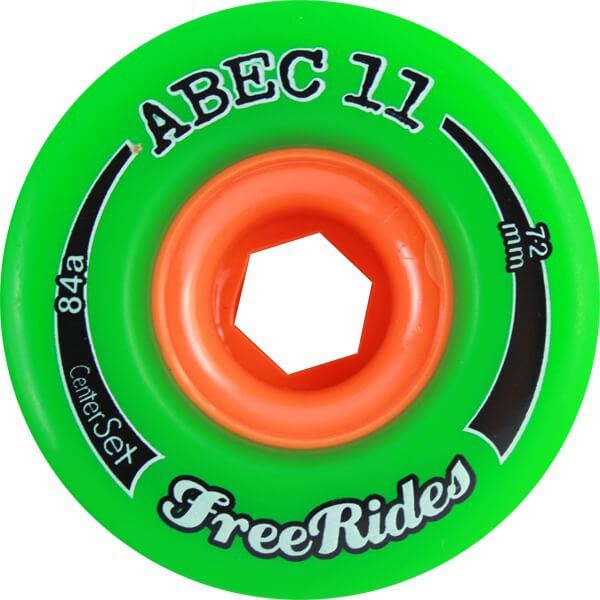 ABEC 11 Freeride Centerset Lime / Orange Skateboard Wheels - 72mm 81a (Set of 4)