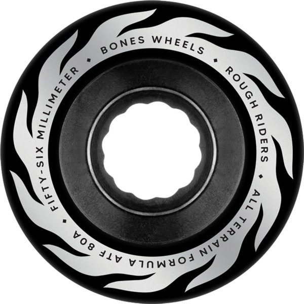 Bones Wheels ATF Rough Rider Eternal Flame Black Skateboard Wheels - 56mm 80a (Set of 4)