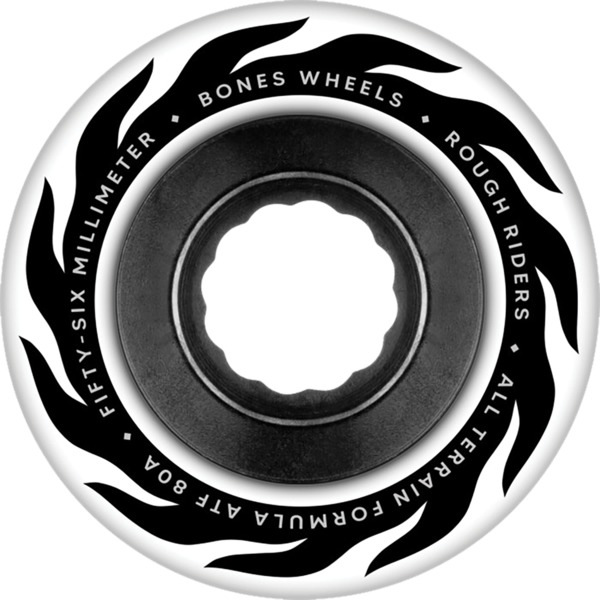 Bones Wheels ATF Rough Rider Eternal Flame White Skateboard Wheels - 56mm 80a (Set of 4)