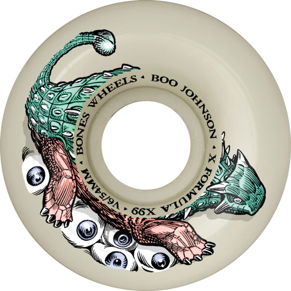 Bones Wheels Boo Johnson XF V6 Dino-Sortas Natural Skateboard Wheels - 54mm 99a (Set of 4)