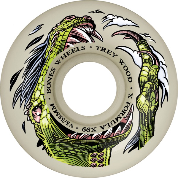 Bones Wheels Trey Wood XF V5 Dino-Sortas Natural Skateboard Wheels - 55mm 99a (Set of 4)