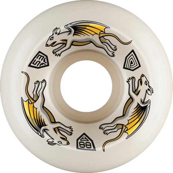 Powell Peralta Dragon Formula 88 Nano Rat Off White / Yellow Skateboard Wheels 33mm CP - 53mm 88a (Set of 4)