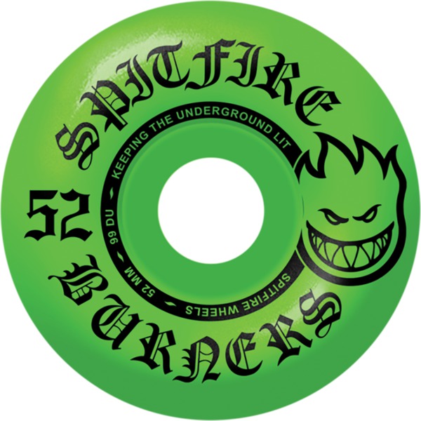 Spitfire Wheels Burners Green Skateboard Wheels - 52mm 99a (Set of 4)