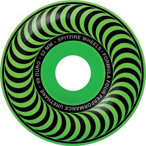 Spitfire Wheels Formula Four Classic Green Skateboard Wheels - 52mm 99a (Set of 4)