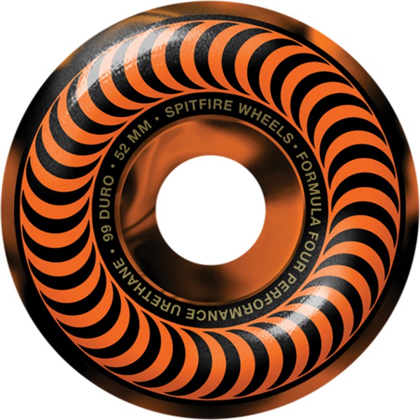 Spitfire Wheels Formula Four Classic Swirl Black / Orange Skateboard Wheels - 52mm 99a (Set of 4)