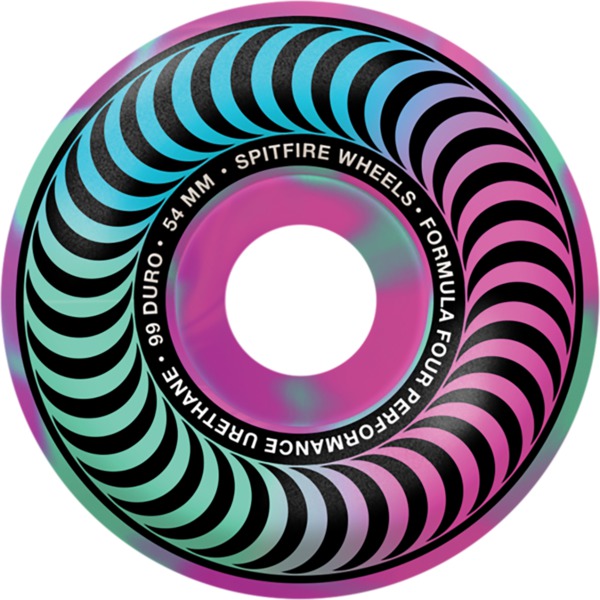 Spitfire Wheels Formula Four Classic Swirl Pink / Teal Skateboard Wheels - 54mm 99a (Set of 4)