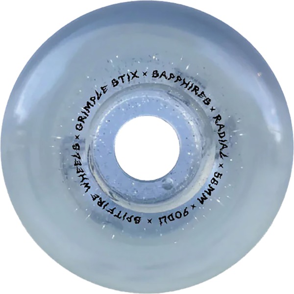 Spitfire Wheels Sapphire 90DU Grimple Dust Clear / Silver Skateboard Wheels - 56mm 90a (Set of 4)