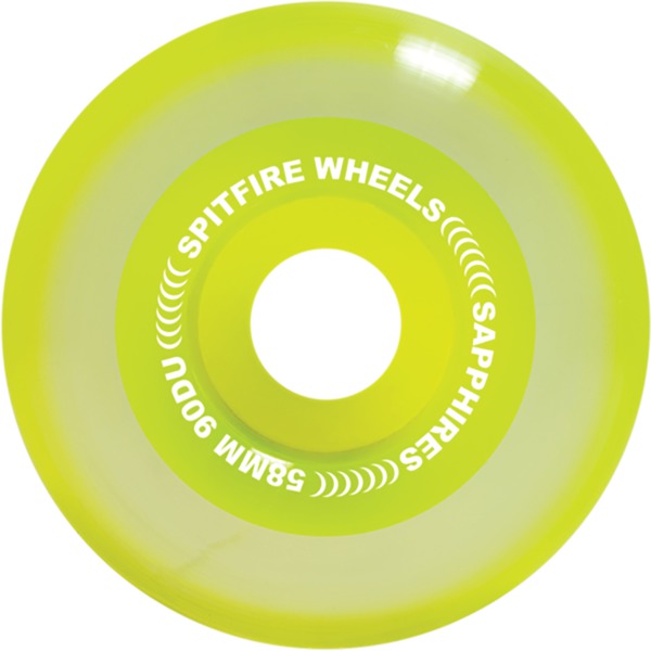 Spitfire Wheels Sapphire 90DU Conical Full Neon Yellow Skateboard Wheels - 58mm 90a (Set of 4)