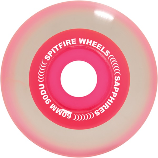 Spitfire Wheels Sapphire 90DU Conical Full Neon Pink Skateboard Wheels - 60mm 90a (Set of 4)