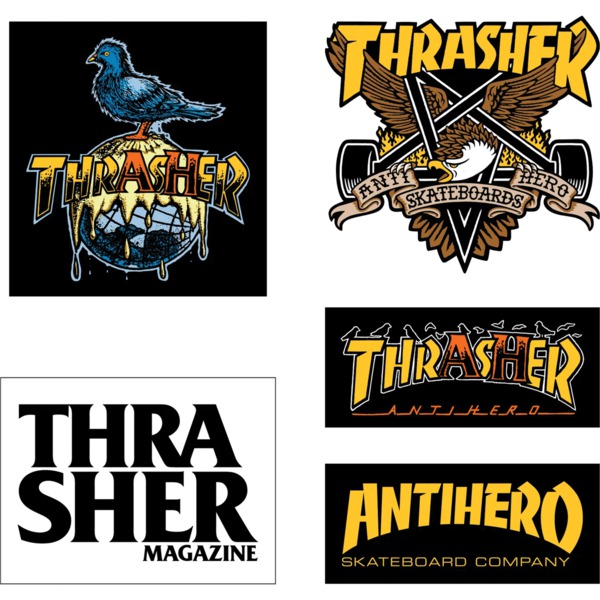 Thrasher Magazine x Anti Hero 5 Pack Skate Sticker