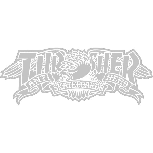 Thrasher Magazine x Anti Hero 8" Mag Banner White Skate Sticker