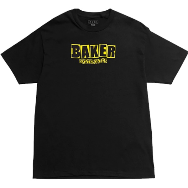 Baker Skateboards Brand Logo Black / Yellow Men's Short Sleeve T-Shirt - Large