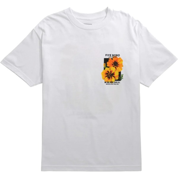 5Boro NYC Skateboards Yellow Flower White Men's Short Sleeve T-Shirt - Medium