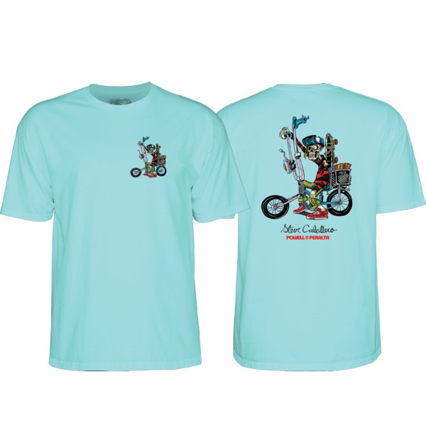 Powell Peralta Steve Caballero Chopper Bike Celedon Blue Men's Short Sleeve T-Shirt - Large