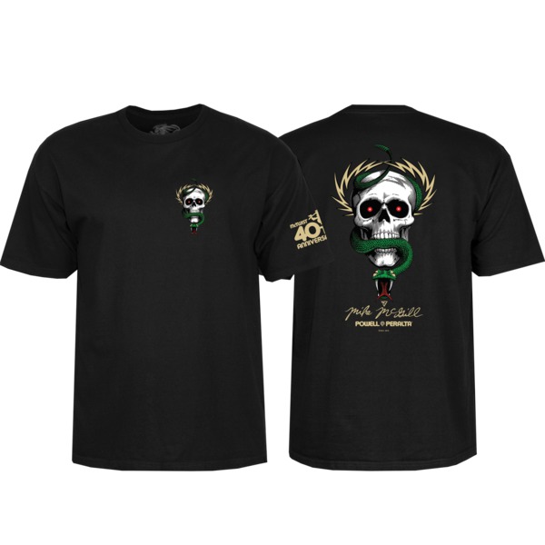 Powell Peralta McGill Skull & Snake 40th Black Men's Short Sleeve T-Shirt - Medium