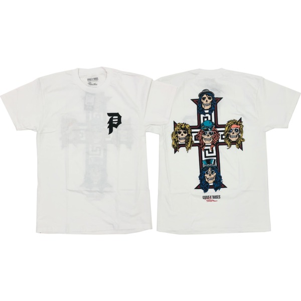 Primitive Skateboarding Guns N' Roses Cross White Men's Short Sleeve T-Shirt - Medium