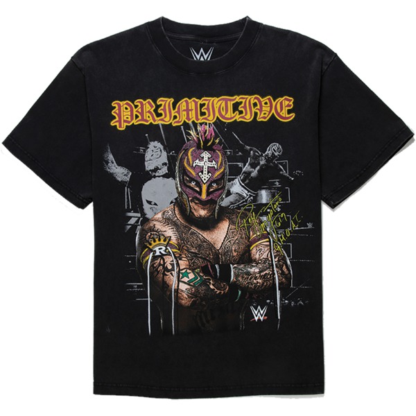 Primitive Skateboarding WWE Mysterio Heavyweight Black Men's Short Sleeve T-Shirt - Medium