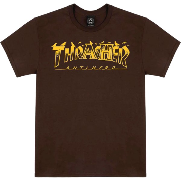 Thrasher Magazine x Anti Hero Pigeon Mag Dark Chocolate Men's Short Sleeve T-Shirt - Small