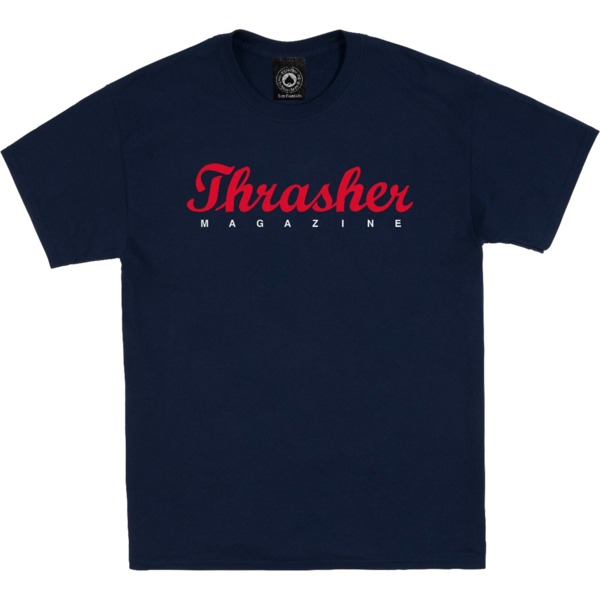 Thrasher Magazine Script Navy Men's Short Sleeve T-Shirt - Large