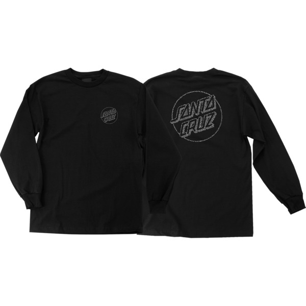 Santa Large Skateboards Dot Black Opus Men\'s Amoeba Long T-Shirt - Cruz Sleeve