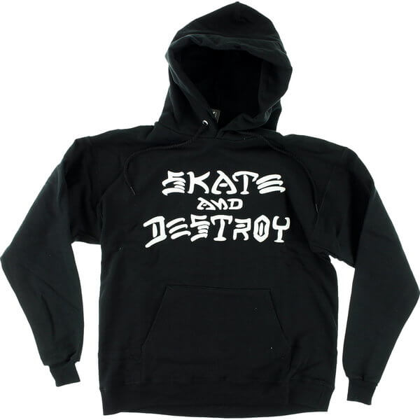 Thrasher Magazine Skate and Destroy Black Men's Hooded Sweatshirt - Medium