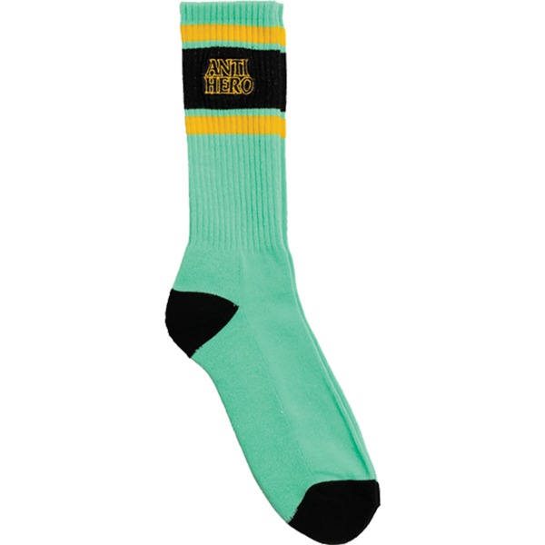 Anti Hero Skateboards Blackhero Outline Emblem Green / Black / Gold Crew Socks - One size fits most