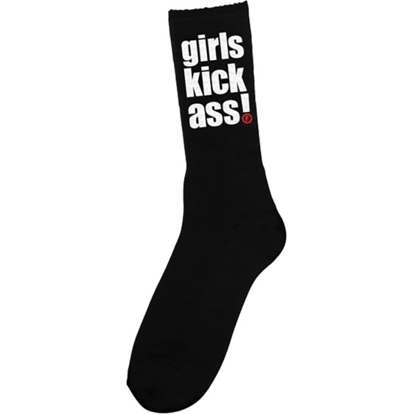 Foundation Skateboards Girls Kick Ass Black Crew Socks - One size fits most