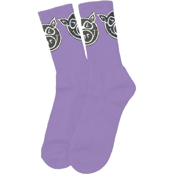 Pig Wheels Head Violet Crew Socks - One size fits most