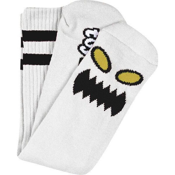 Toy Machine Skateboards Monster Face White Crew Socks - One size fits most