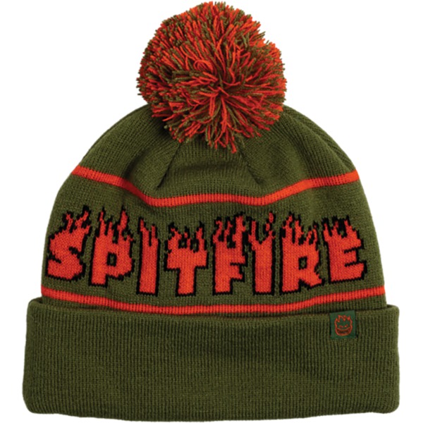 Spitfire Wheels Demonseed Script Olive / Red / Black Pom Beanie - One size fits most